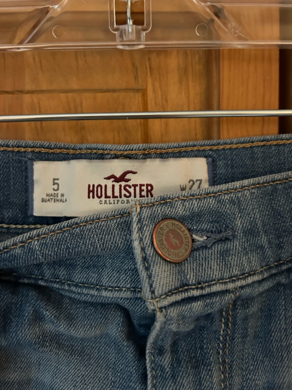 Y2K Hollister Women's Blue Denim Rolled-Hem Shorts - Picture 2 of 3